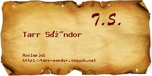 Tarr Sándor névjegykártya